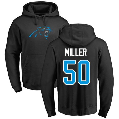 Carolina Panthers Men Black Christian Miller Name and Number Logo NFL Football #50 Pullover Hoodie Sweatshirts->nfl t-shirts->Sports Accessory